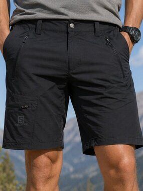 Salomon Men's Wayfarer Shorts Ebony Size 32 Adjustable Waist Lightweight Sports